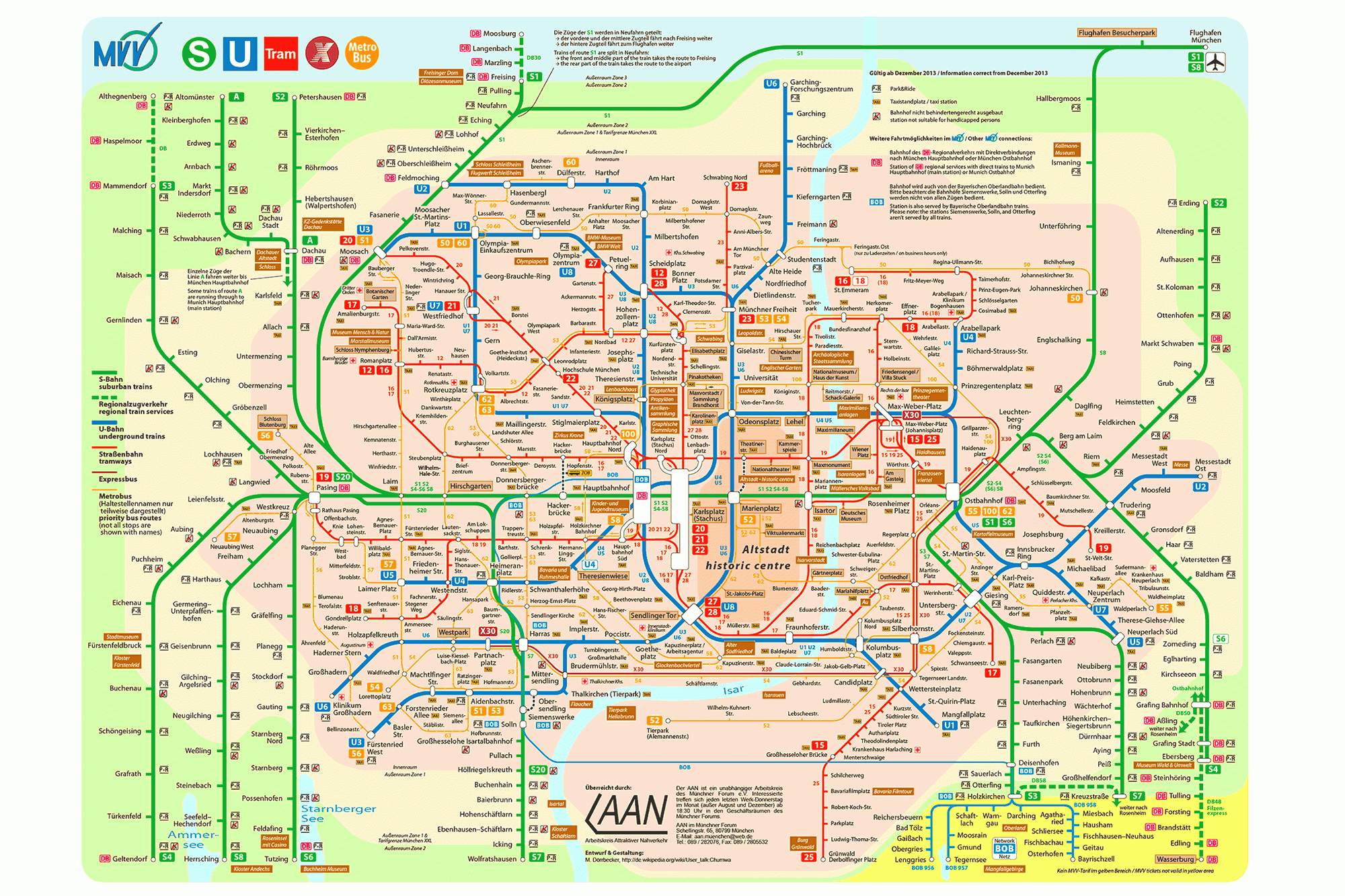 MVV Netzplan & Verkehrsnetz - U-Bahn, S-Bahn, Bus & Tram